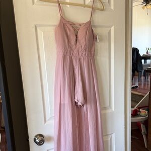 UK2LA Light Pink Maxi Dress with Spaghetti Straps